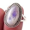 Natural Rainbow Moon Stone Gemstone Handmade 925 Sterling Silver Ring S.9 J7u52