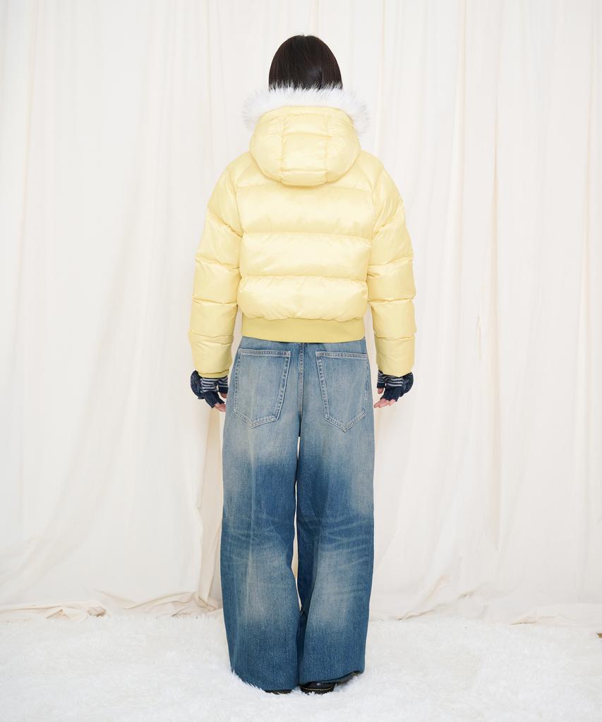 VIDEO JOCKEY Light Shell Fur Padded Jacket [Butter]