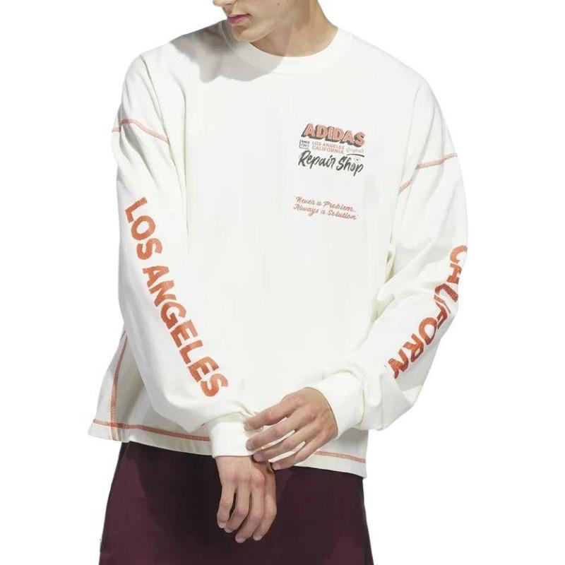 adidas Originals Los Angeles FW25 Пуловер Wilshire с надписью Круглый вырез Длинный рукав Футболка Унисекс Топы JX6142
