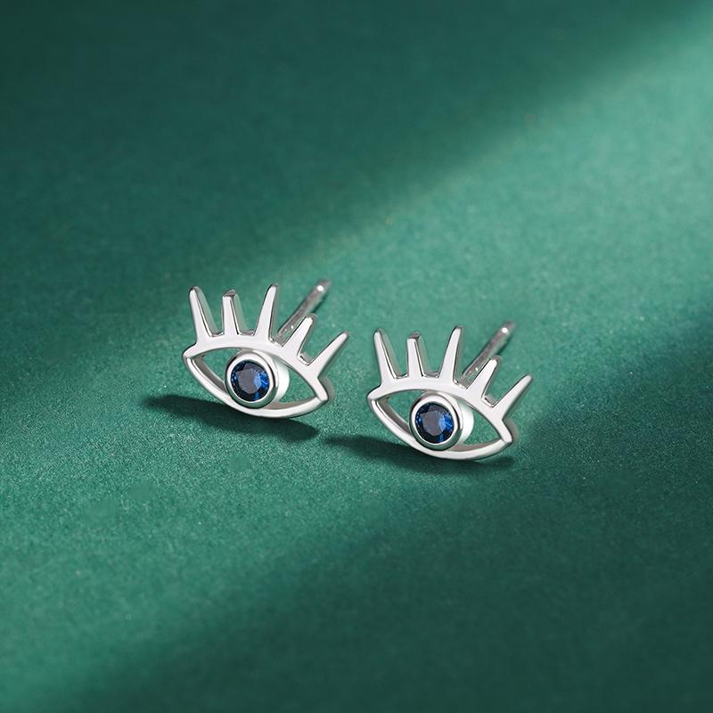 Creative Eye Shape S925 Silver Earring for Women's Simple Zircon Earrings Jewelry Anniversary Gift Sterling Silver Jewelry