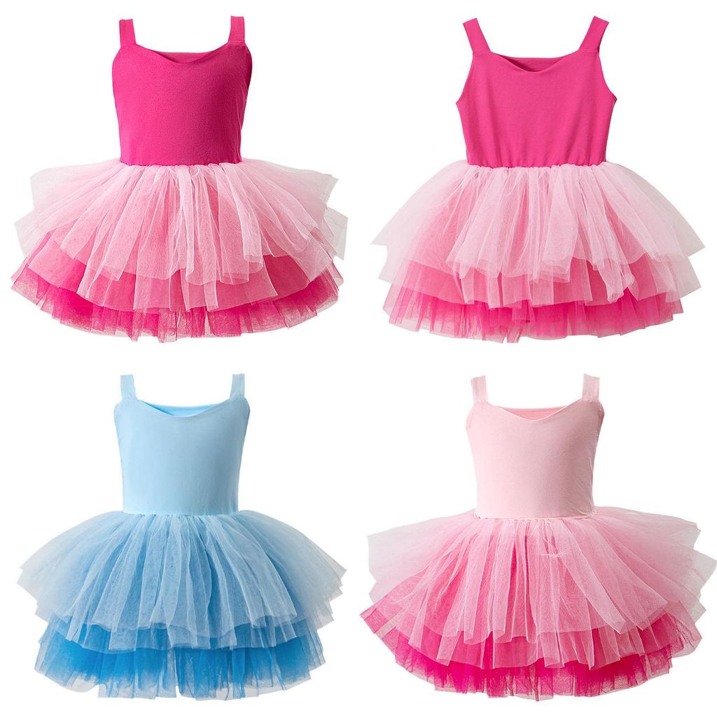 2025 Girls' Ballet Dance Costume: New Sling Leotard Princess Dress with Mesh Skirt