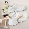Модная женская дышащая, модная и универсальная спортивная обувь, на толстой подошве, прочные повседневные кожаные белые кроссовки
