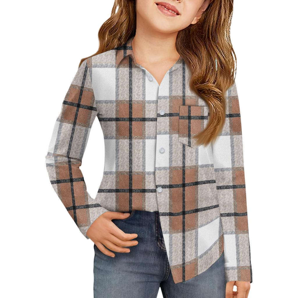 Girls' Button-Down Shirt - Long Sleeve Blouse