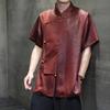 2025 Men Chinese Style Shirts Men Cross Collar Design Solid Simple Shirts Casual Streetwear Male Short Sleeved Blouse