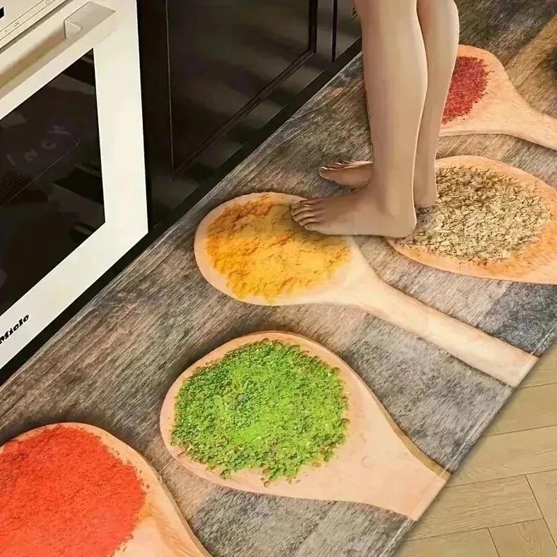 1PC Cowhide Pattern Kitchen Rug Non-Slip Door Mats Pop design Bathroom Rug Bath Mat Carpet for Home Sink Laundry Decor