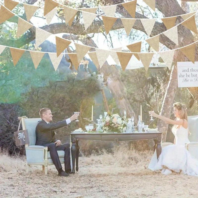 3.6M Burlap Triangle Pennant Flag Linen Bunting Garland Streamers for Birthday Wedding Engagement Camping Rustic Graduation Party Decorations