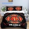 Firefightingpattern Customize Your Name Duvet Cover Soft Bedding Set For Bedroom Guest Room And Dorm Decoration Threepiece Set Includes 1 Duvet Cover