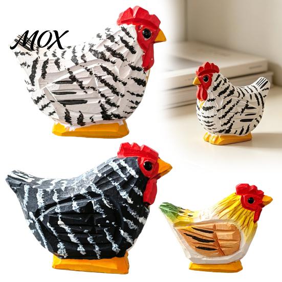 Hand Carved Wood Art Wooden Rooster Statue, Painted Chicken Rustic Statue Tabletop Decor Figurine, Animal Craft for Home Display Creative Shelf