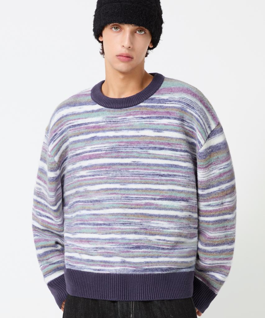 TRILLION Washable Multi-Color Gradient Crew Neck Knit_Purple