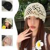Spring and Summer Handmade Hook Up Knitted Head Hat for Women Thin Breathable Hollow Hat Fashionable Retro Niche Pullover Hat