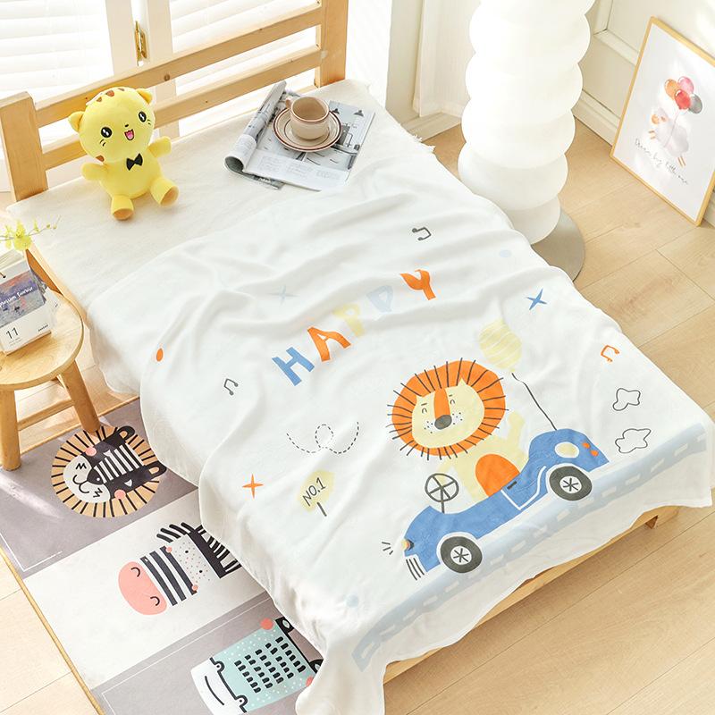 Double-layer Bamboo Cotton Infant Blanket, Children's Quilt, Thin Air-conditioning Summer Cool Quilt, Baby Bamboo Fiber Ice Silk Blanket