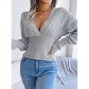 Однотонный полый свитер с v-образным вырезом и рукавами «летучая мышь», уличный свободный осенне-зимний облегающий свитер, женская одежда