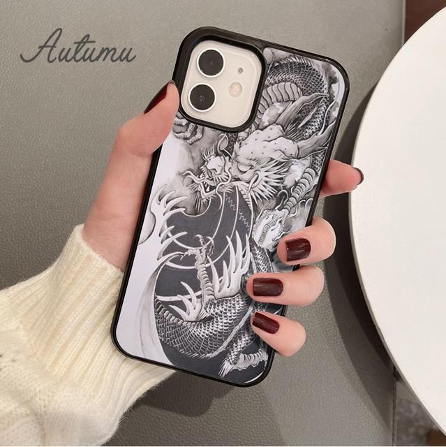 Мягкий чехол для телефона с татуировкой дракона для iPhone 11 12 13 14 Pro Max mini X XR XS SE 2020 6S 7 8 Plus Samsung Galaxy S21 S22