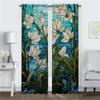 Flower Anti-mosquito Curtains for Living Room Blackout Curtain for Room 2 Panel Partition Halloween Decoration Shades Kitchen