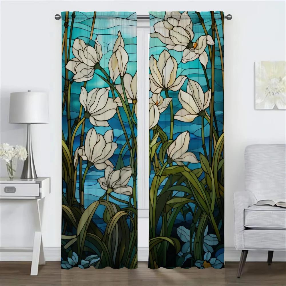 Цветочные противомоскитные шторы для гостиной, затемняющие шторы для комнаты, 2 панели, перегородка, украшение на Хэллоуин, шторы, кухня