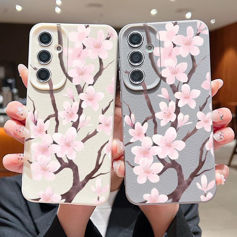 Чехол в стиле ручной росписи «Сакура» для Samsung Galaxy A57 A37 A17 A56 A36 A26 A16 A55 A35 A25 A15 A54 5G S21 FE S22 S23 S24 Plus S25 Edge S26 Ultra