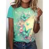 Vibrant Butterfly Print Crew Neck T-Shirt Soft Slight Stretch Polyester Regular Fit Short Sleeve Spring & Summer Womens Casual Clothing