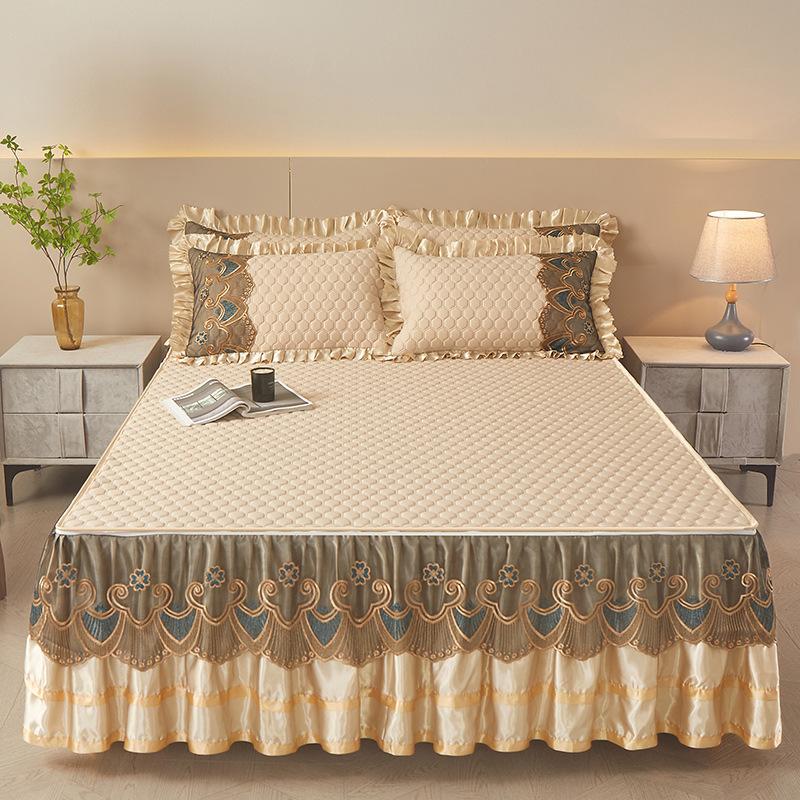 Летний латексный коврик из ледяного шелка, летний коврик из трех частей, кружевная юбка-кровать, съемное покрывало в европейском стиле, коврик для кондиционирования воздуха, постельные принадлежности