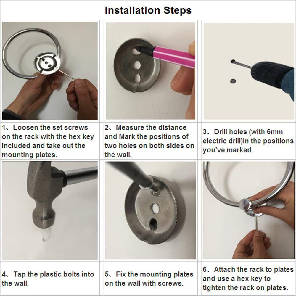 Stainless Steel Round Rack Bathing Kitchen Hanger Towel Ring Bathroom Accessories Towel Holder