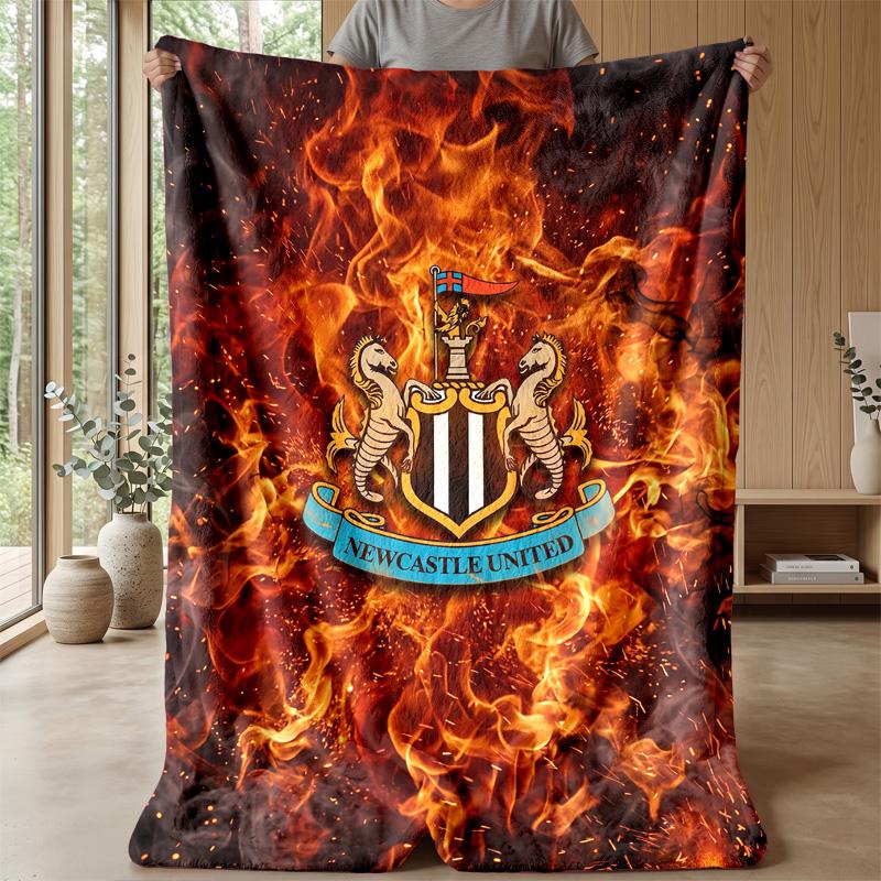 Newcastle United Football Print Flannel Blanket, Soft Warm Lightweight Throw Blanket for Sofa Bed Camping