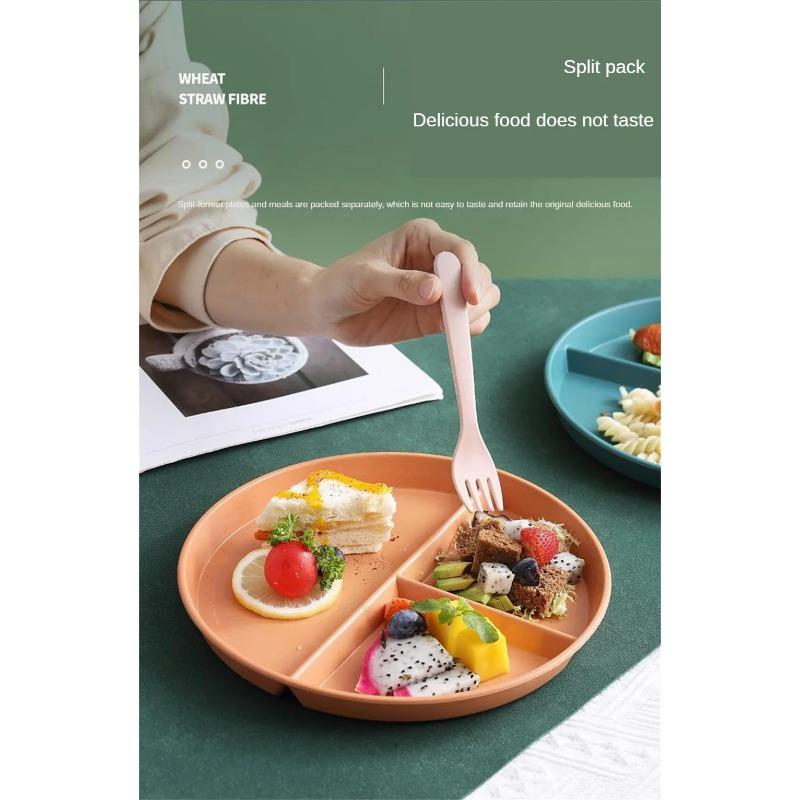 Разделенное блюдо на 3 диетические многоразовые круглые тарелки безопасная кухонная посуда порционные тарелки для взрослых 3 отделения микроволновая печь