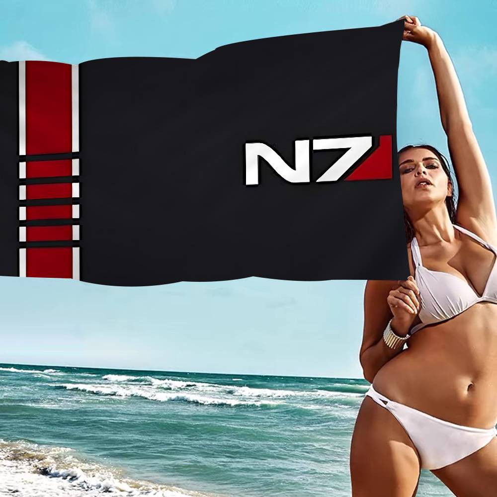 Плед из микрофибры Mass Effect N7 Быстросохнущие пляжные полотенца Большой размер с принтом Супервпитывающее полотенце-плед для бассейна