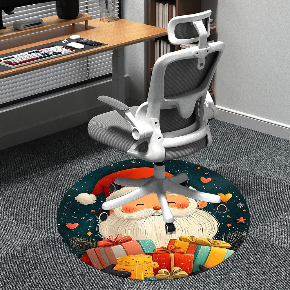 1PC Christmas Gifts Office Round Area Rug, Mat Suitable For Office, Under Office Chairs Bedroom Living Room Home Decor, Room Deco