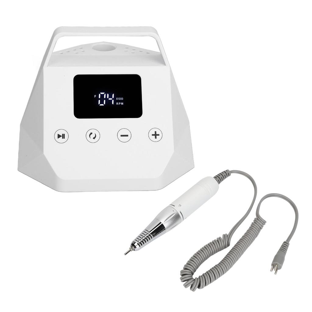 Electric Nail Drill Machine 35000RPM Low Vibration Stable Speed Nail Grinding Machine White