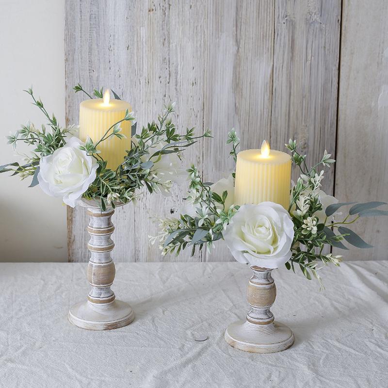 25см Сценическая Свеча Декорация на День Святого Валентина Вечеринка Мини Венок Благородный Домашний Декор Украшения для Стола Многоцветный