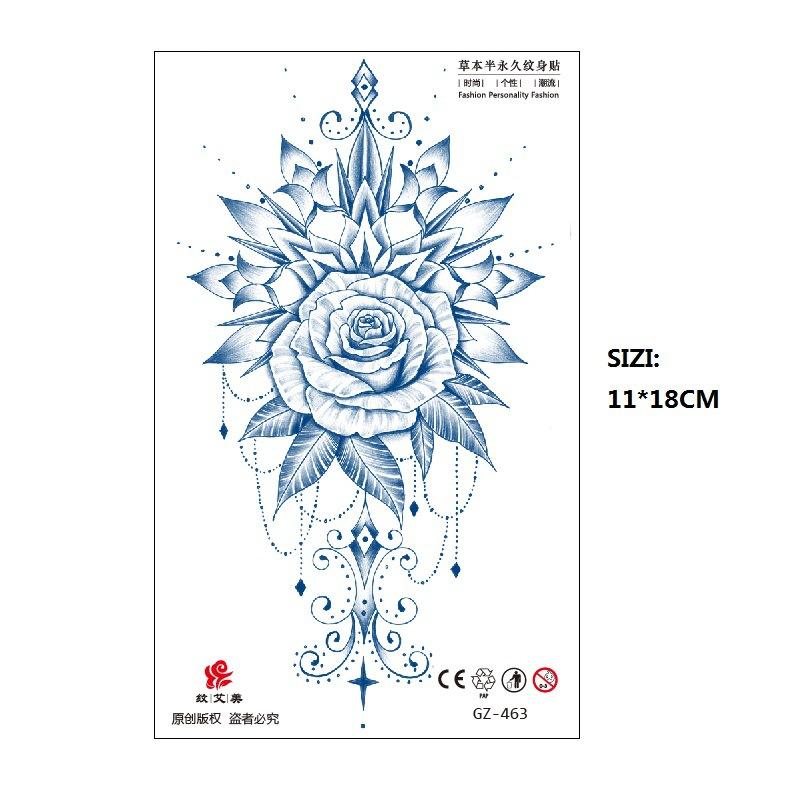 Herbal Juice Tattoo Sticker Geisha Bergamot Brahma Blossom Back Arm Back Non-Reflective Keep 15 Days Sticker