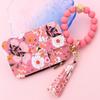 Fragmented Design Wristlet Wallet Keychain Boho Style Leather Card Bag Keychain  Fashion Wear