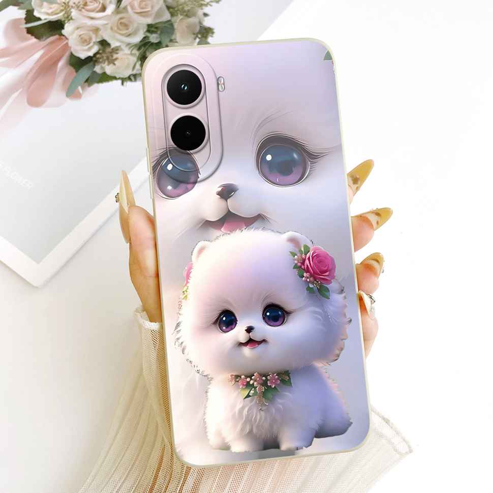 Silicone Case For Xiaomi Poco M7 4G Case Cute Cat Flowers Soft Slim Phone Cases For Xiaomi Poco M7 PocoM7 4G Cover Bumper