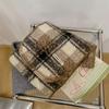 Korean Style Plaid Fleece Scarf Coldproof Winter Cashmere Shawl Elegant Curly Wool Scarf  Women