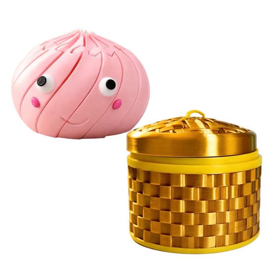 3D Printed Twisting Dumpling Toy, Stress Relief Slippery Cartoon Steamed Bun Toy, Articulated Spiral Rotating Dumpling Fidget Toy