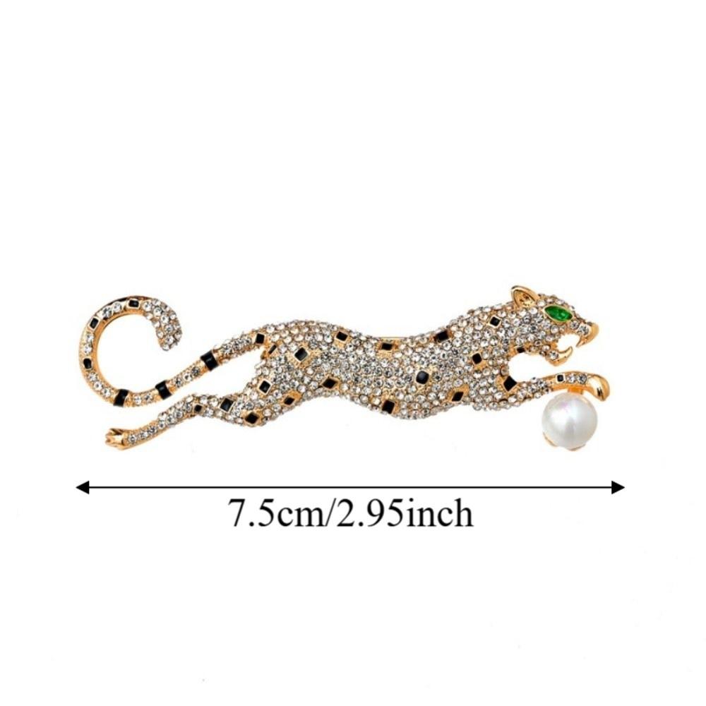 Full Rhinestone Leopard Brooches Gold Silver Leopard Brooch Pins Animal Brooches  Business Suit