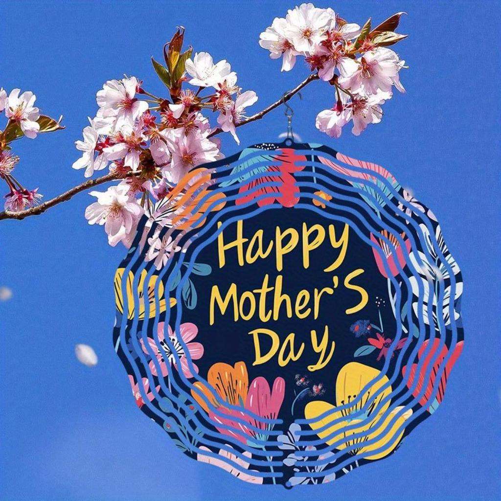 Metal Art Windmill Outdoor Garden Decor Floral Wind Spinner Mother Day Gift for Home Yard Patio Dynamic 2D Wind Chime Decoration