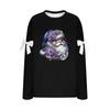 Ladies' Christmas Printed Bow Round Neck Long Sleeved Loose Pullover Sweater Sweatshirt Top