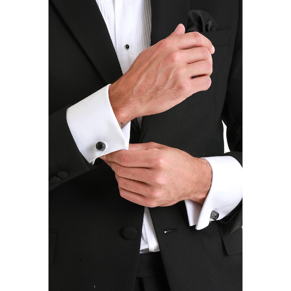 Черная однотонная круглая запонка