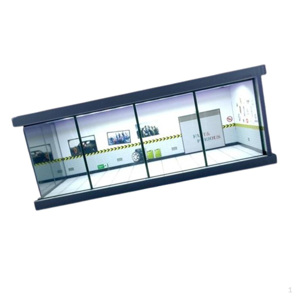 1:64 Scale Parking Lot LED Display Case Car Backdrop Model Storage Box for Diecast