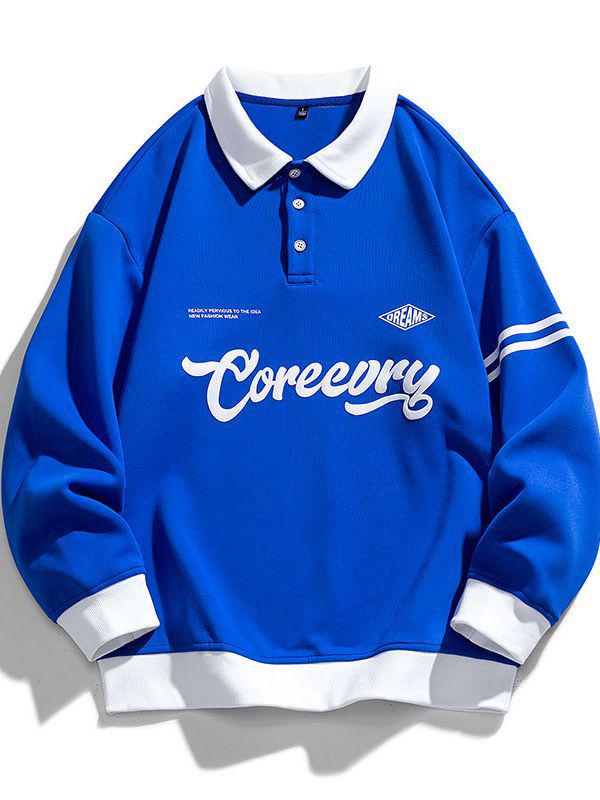 Мужская ретро-худи с воротником-поло - Модная японская рабочая одежда для подростков, весна/осень 2024