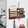 Креативная деревянная настенная полка, многофункциональный крючок для ключей, настенный стеллаж для хранения вещей в гостиной, подвесные полки для дома