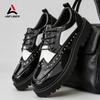 Fashion Rivet Casual Leather Men Shoes Comfortable Wallking Sneakers Lace Up Non Slip Wear Daily Business Preppy Platform Shoes