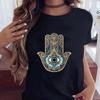 Футболки унисекс с принтом «Hamasa Hand of Fatima» Lucky Hamsa Hand Harajuku, футболки унисекс, летние черные футболки с короткими рукавами, женские футболки