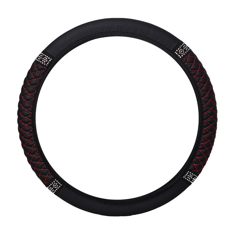 Универсальная эластичная кожаная оплетка на руль с 3D ромбовидной вышивкой