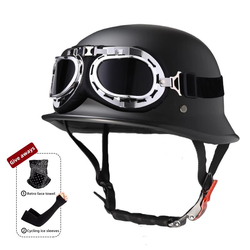 Мотоциклетный шлем для мужчин летом, ретро полушлем Harley для электромобиля, солдатский принц в немецком стиле, круизный автомобиль, на четыре сезона