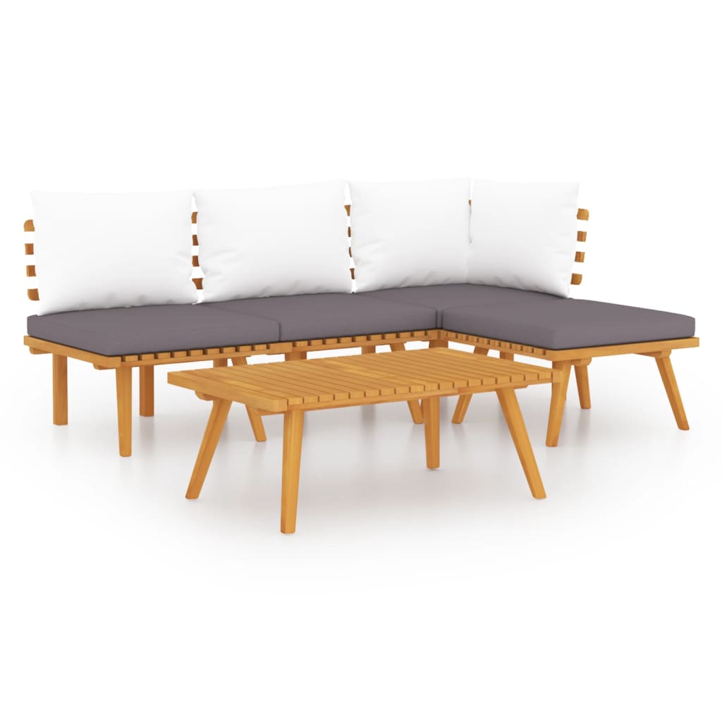 vidaXL 5-tlg. Garten-Lounge-Set mit Kissen Massivholz Akazie