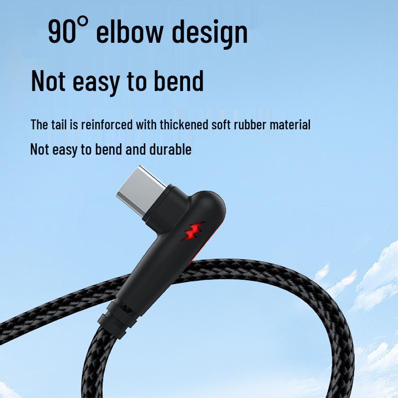 120W Super Fast Braided Elbow Type-C Cable for Huawei, Vivo, Oppo, Honor Flash Charge