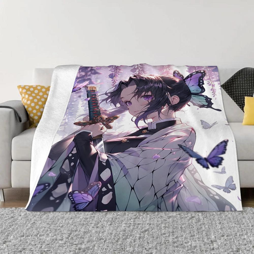 Мягкие пушистые одеяла Kochou Shinobu для декоративного дивана, вязаное пледное одеяло для дома и украшения, постельное белье из микрофибры, пляжное полотенце