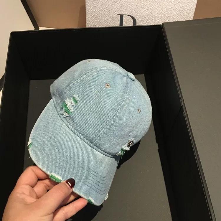 Hong Kong style spring new denim cap women show small face big head circumference versatile baseball cap casual soft top denim hat