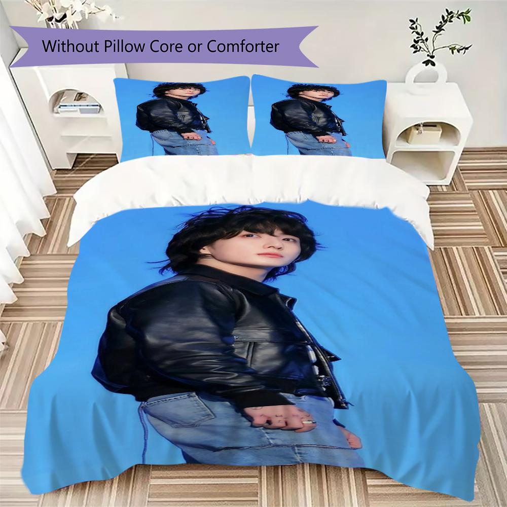 Bts Jungkook Edgy Style Threepiece Set Without Core 1 Duvet Cover 2 Pillowcase Without Core Soft And Comfortable Duvet Cover And Pillowcase